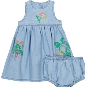 STELLA MCCARTNEY Baby Chambray Dress And Bloomers Set In Blue